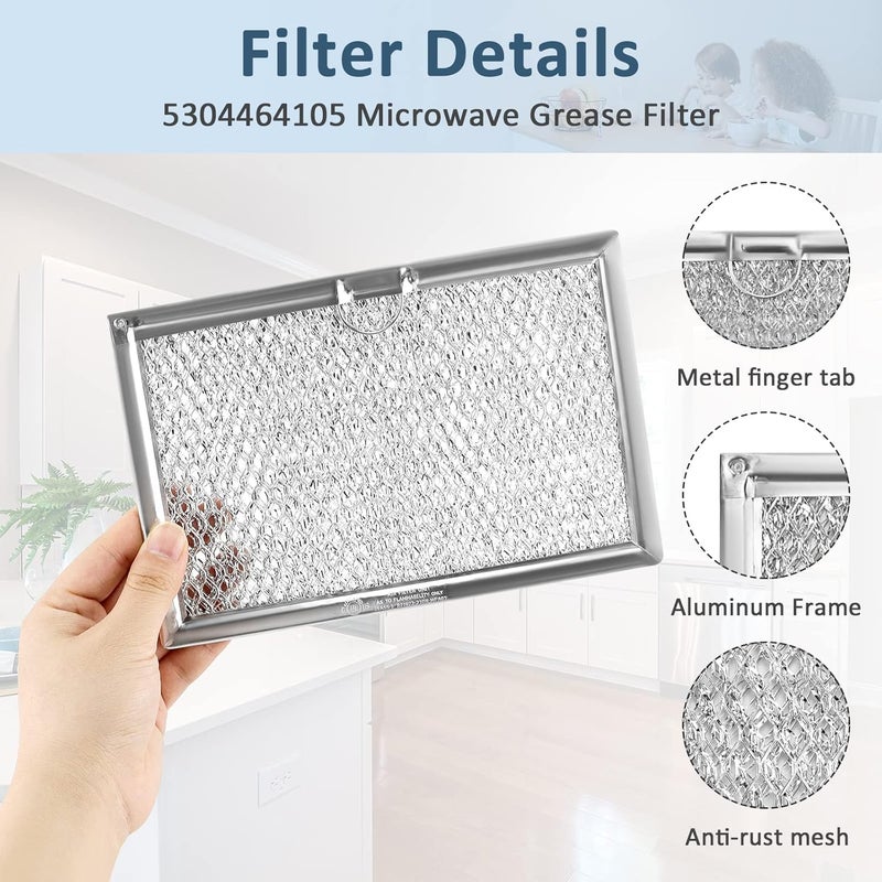 Fetechmate WB06X10608 5304464105 Microwave Grease Filter fit for Frigi.daire G.E Microwave by Replace 5304517871 5304478913 5304509444 5 x 7-5/8 Microwave Grease Filter, Pack of 2 - Image 2